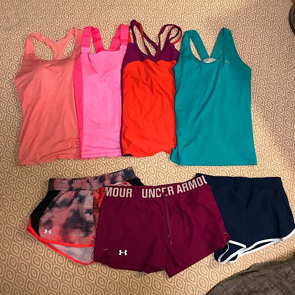 Workout bundle - 4 tanks + 3 shorts UA, Uniqlo+